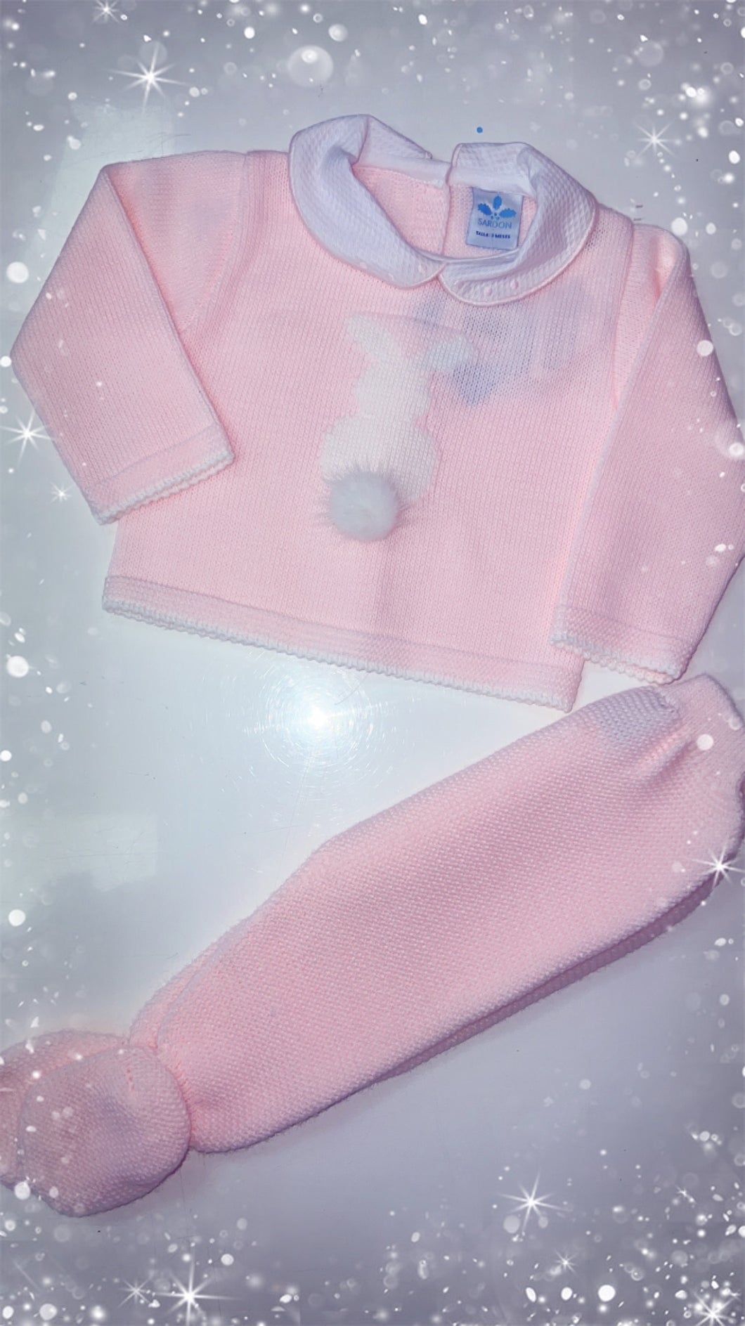 Sardon Pink and White knitted suit 337