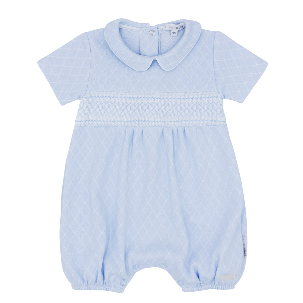 Blues baby Romper with smocking 1149