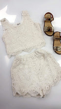 Load image into Gallery viewer, Girls Ivory or Pink  Crochet short suit
