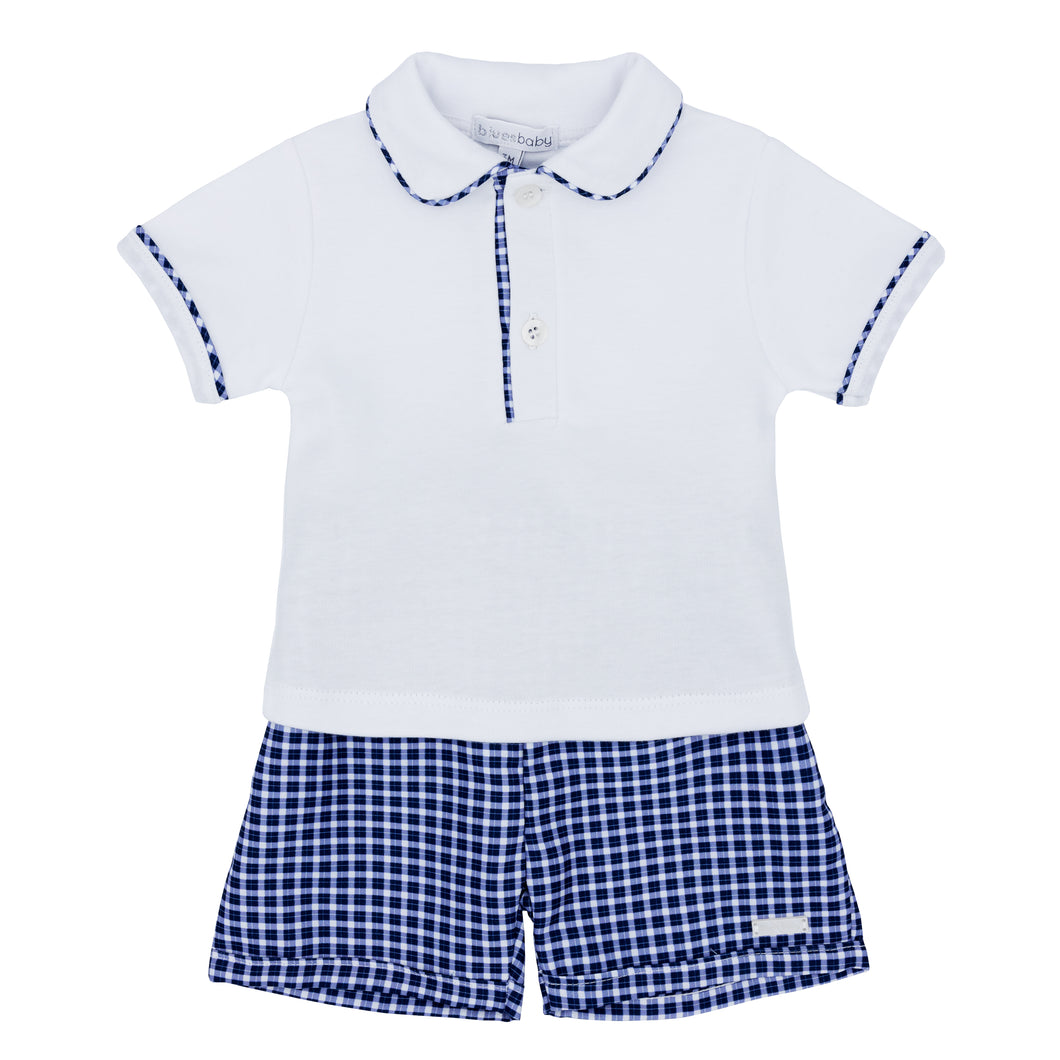 Blues baby Navy and white Polo shirt and shorts 1246