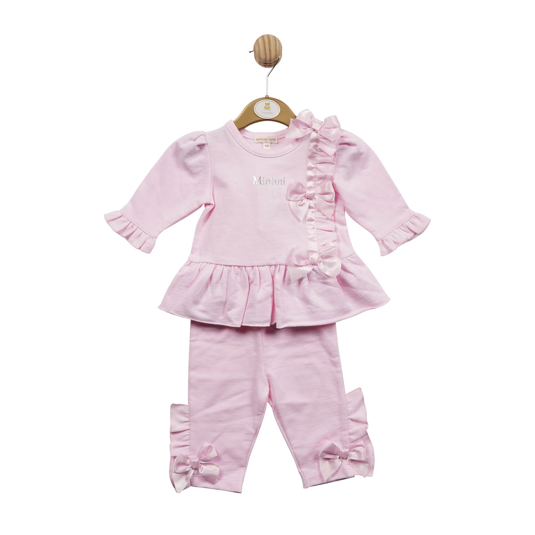 Mintini Pink 2 piece suit with bow trims 5525