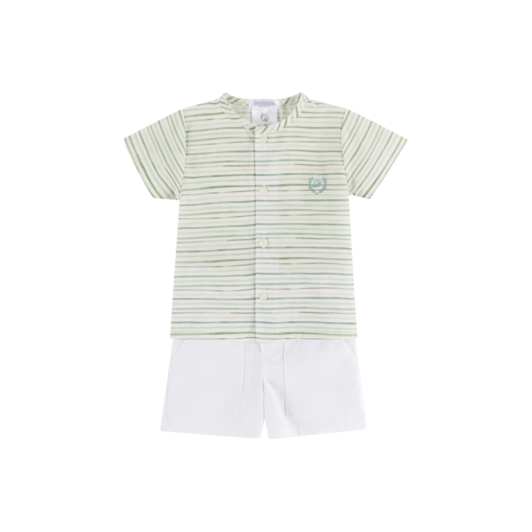Deolinda Olive green striped top and shorts 6420