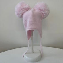 Load image into Gallery viewer, Pastels &amp; Co Double Pom Pom Hat. Jane Pink. White or Blue
