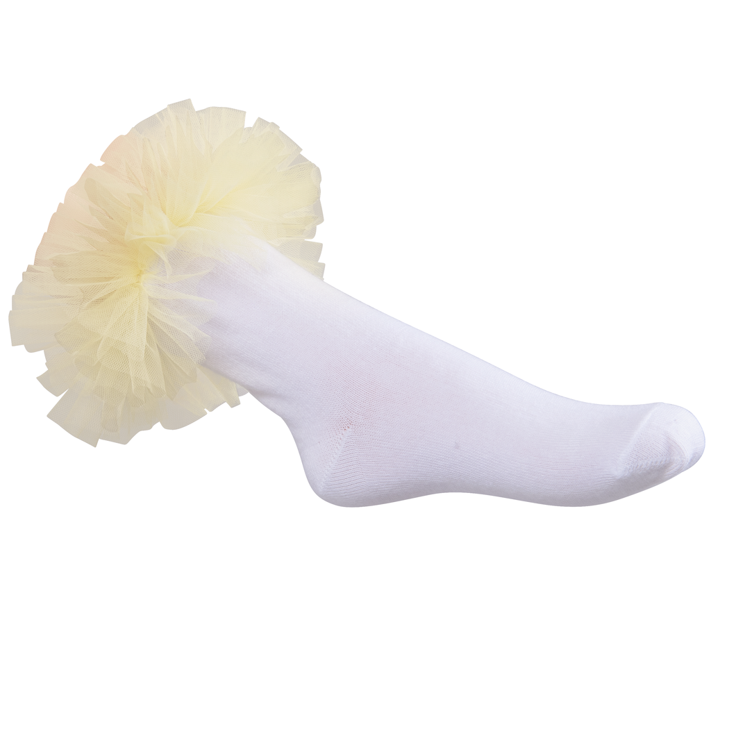 Daga White and Lemon Tulle ankle sock 3081