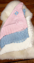 Load image into Gallery viewer, Sardon Shawls with Ribbon trim  Pink. Blue or White 700
