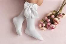 Load image into Gallery viewer, Meia Pata knee high socks with large bow Pink or White 1123
