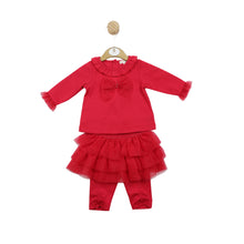 Load image into Gallery viewer, Mintini Red tutu suit with bow trim .5061
