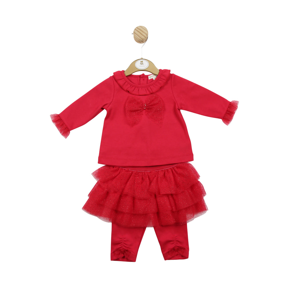 Mintini Red tutu suit with bow trim .5061
