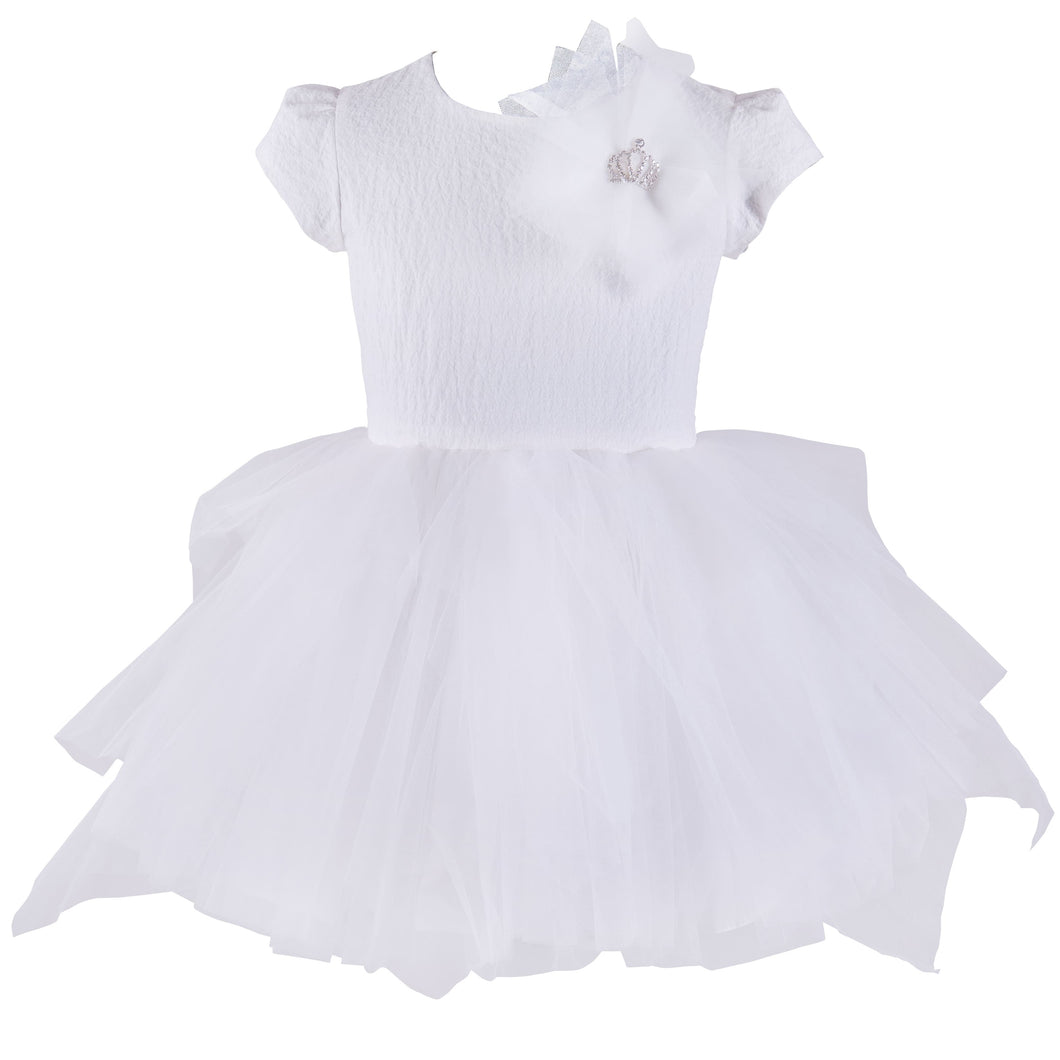 Daga White Tulle Trim Dress 9330