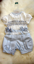 Load image into Gallery viewer, Pretty Originals  Girls Blue and White Romper 02179
